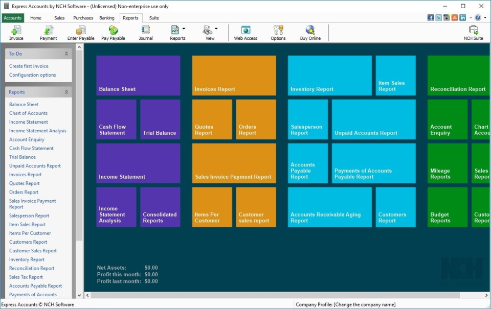screenshot of Express Accounts